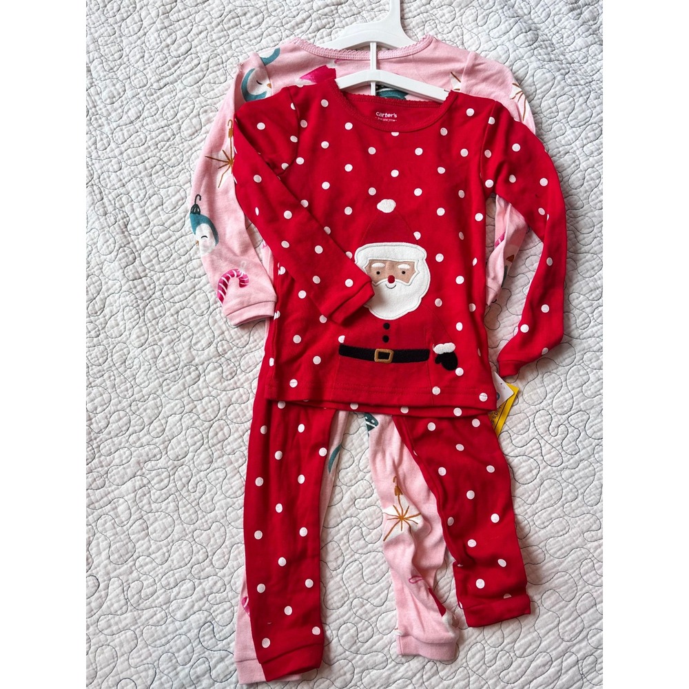 Carters Just One You Toddler Girl 2T Christmas Pajama Sets 4-Piece